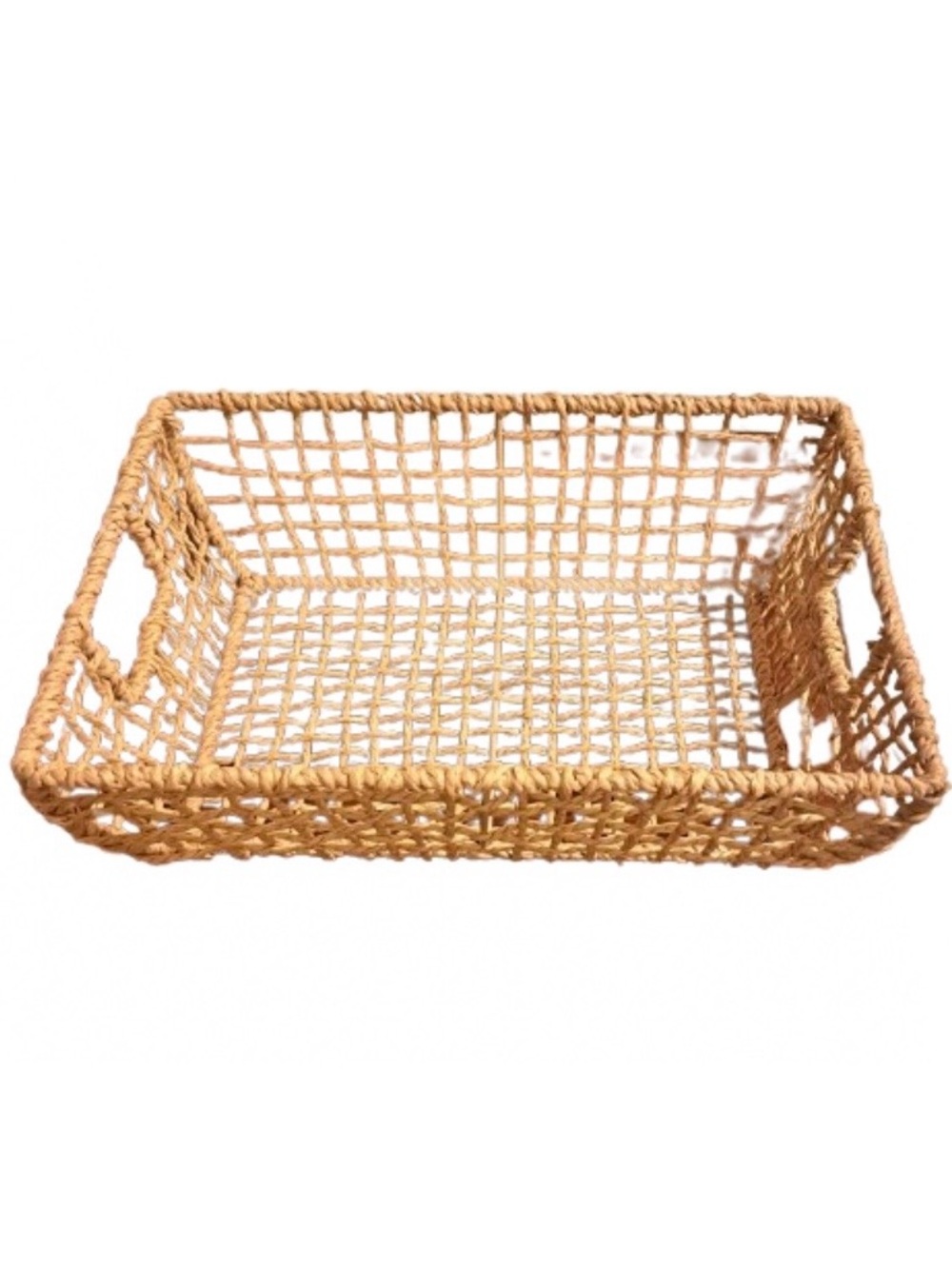 NWOT- Natural Jute Open Weave Storage Basket - Tan